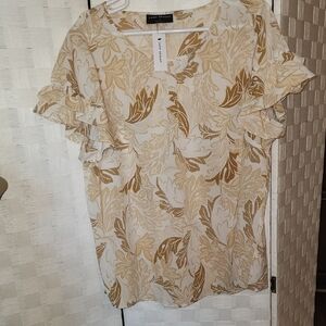 Lane Bryant Gold And CREAM summer BLOUSE SZ 16 NWT
